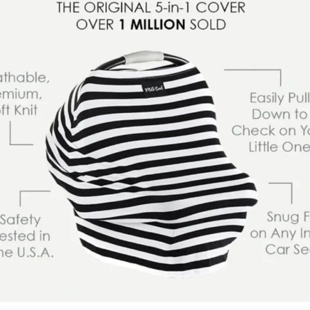 Milk Snob black and white stripe knit nursing/car seat 5 in 1 cover